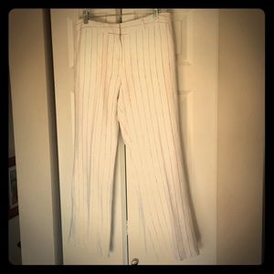 White linen pinstripe pants